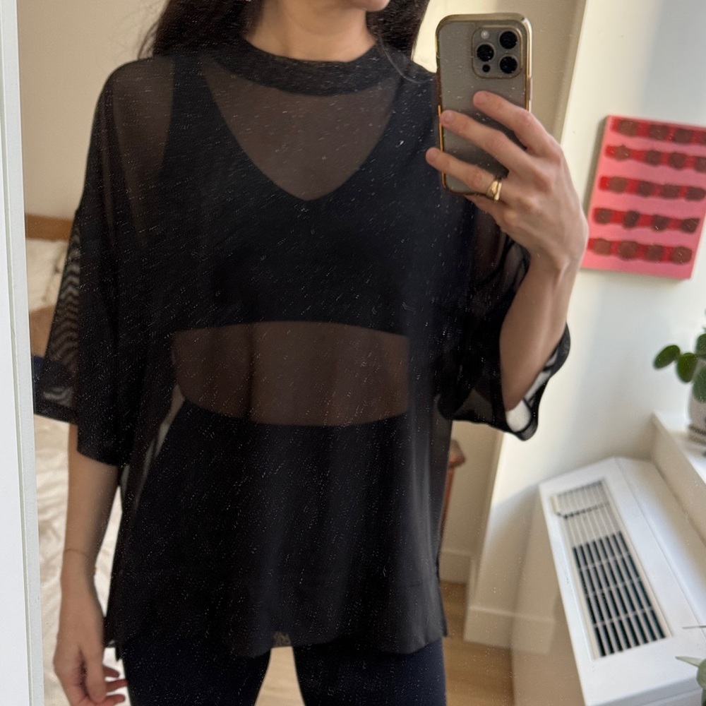 Mesh black workout top